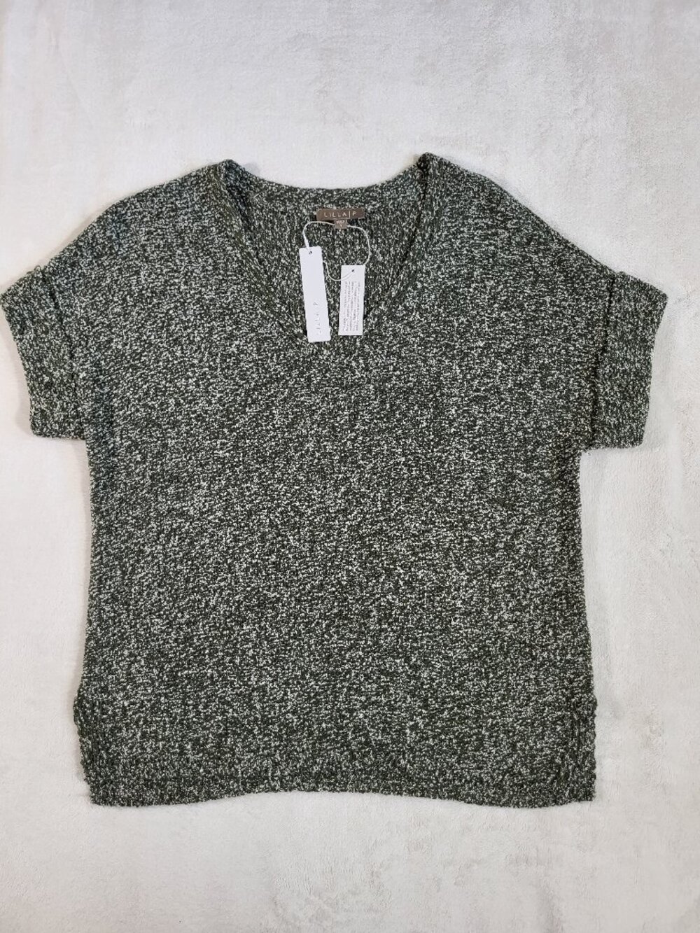 Lilla P Womens Short Sleeve V-Neck Sweater Small